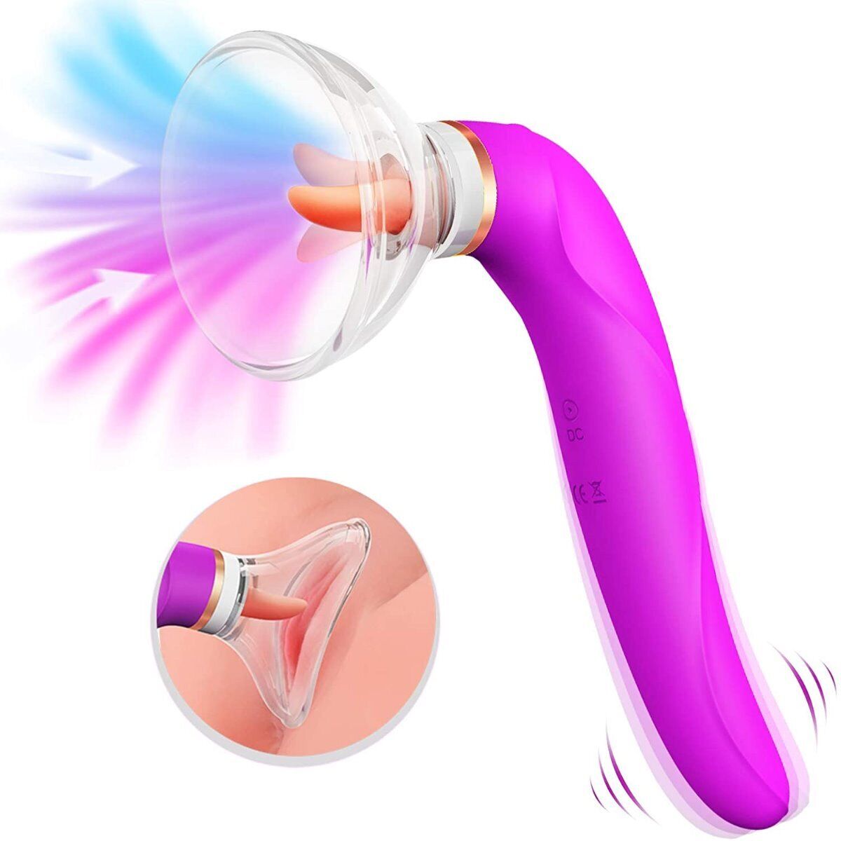 Automatic Tongue Oral Sex Clit Nipple Vaginal Pussy Pump Sucker G-spot Vibrator