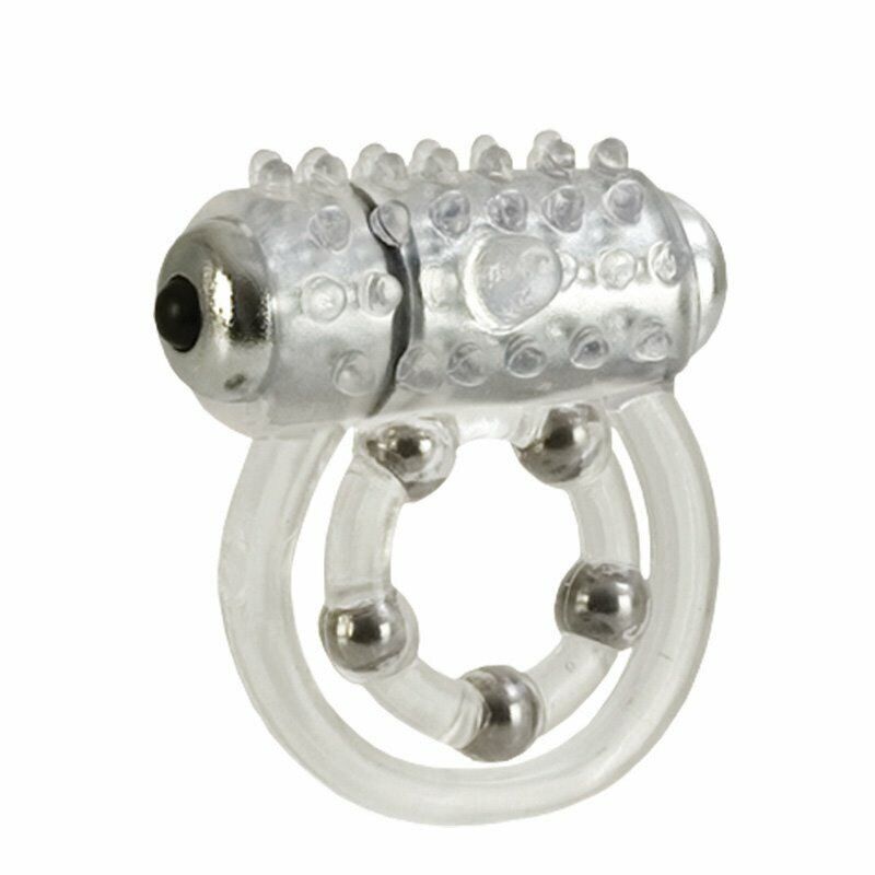 Maximus Vibrating Male Penis Erection Enhancement Cock Ring w/ 5 Stroker Beads