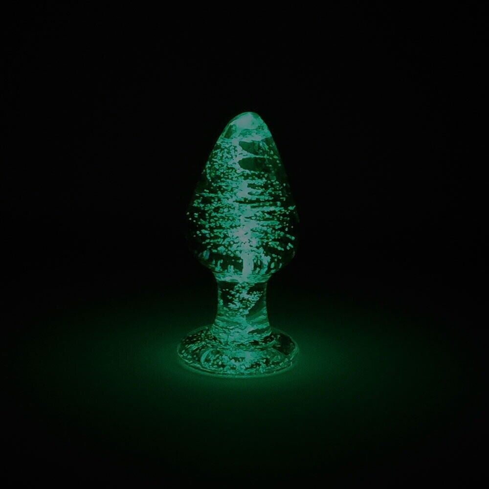 Glow-In-The-Dark Glass Butt Plug Anal Play Sex Toys for Men Women Couples