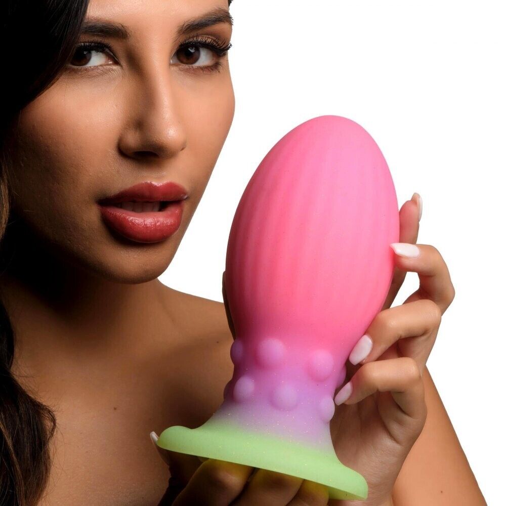 2Pk Glow in the Dark Silicone Anal Egg Butt Plug Trainer Combo Sex Toy