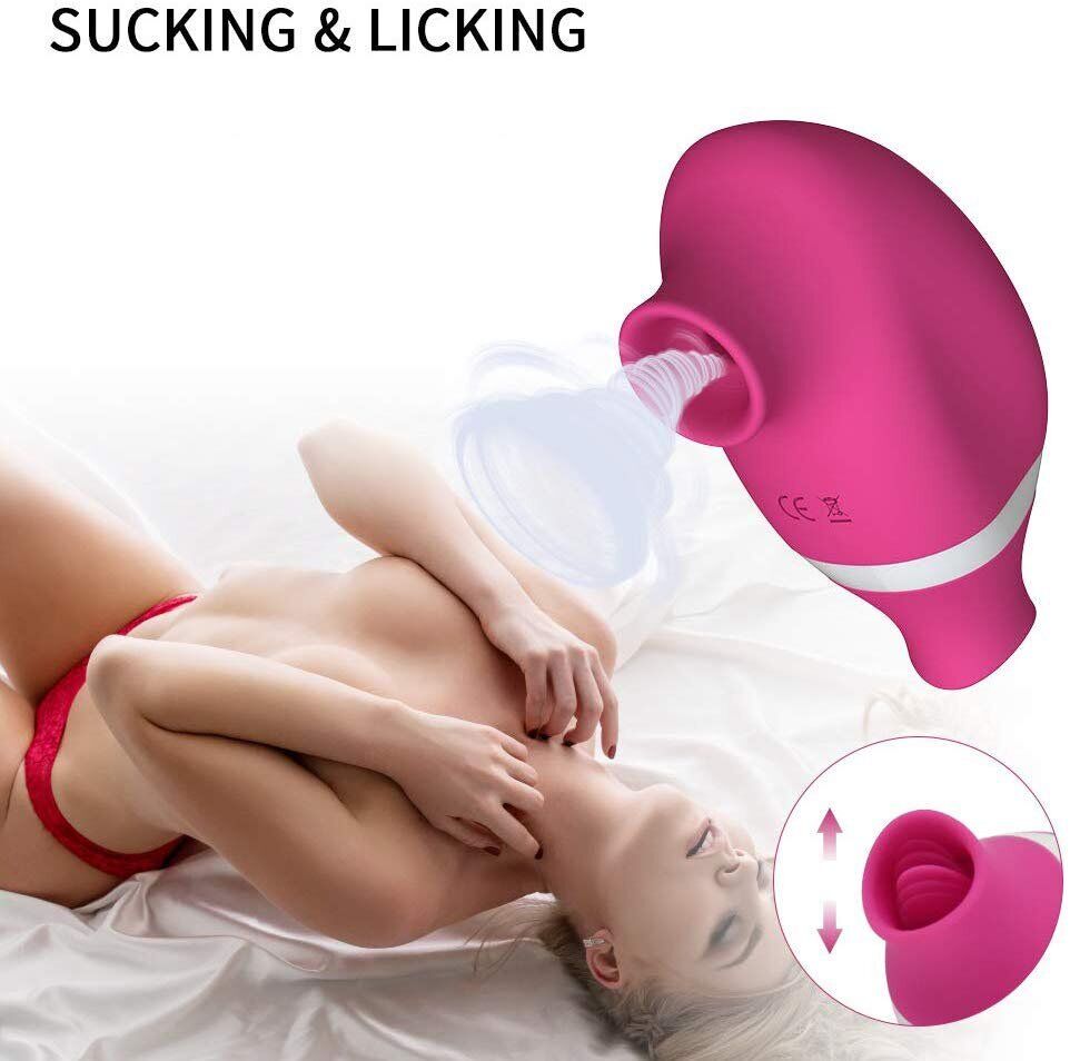 Sucking Licking Tongue Clit Nipple Vibrator Stimulator Sex Toys for Women Couple