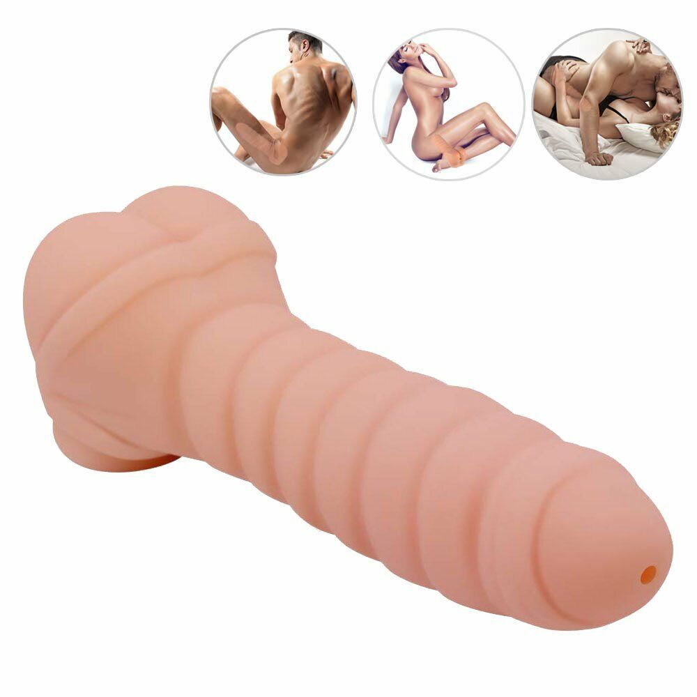 Realistic Male Penis Extension Cock Stroker Sleeve Masturbator Anal Sex Toy for