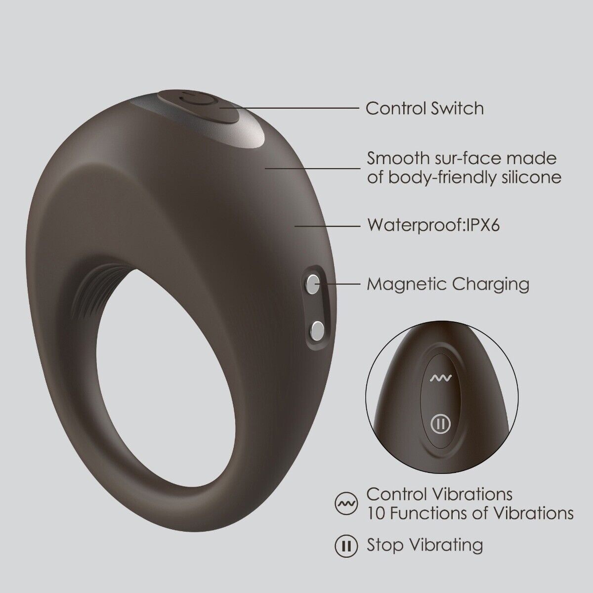 Wireless Remote Control Vibrating Silicone Penis Enhancer Cock Ring