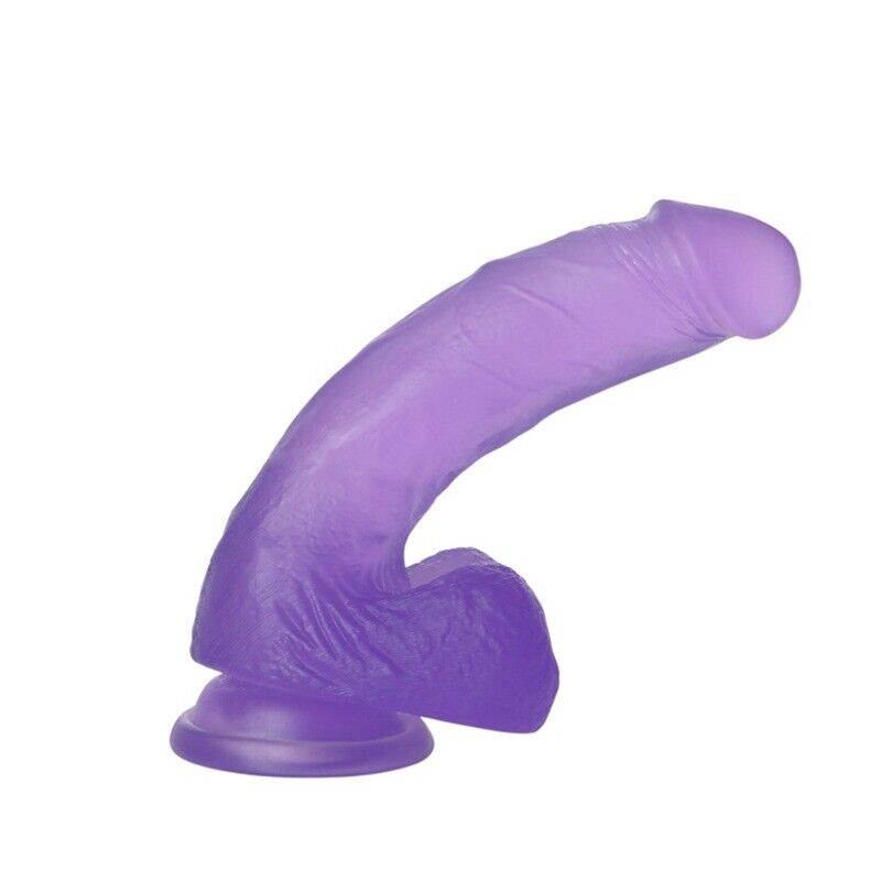 Purple Jelly Thick Cock with Balls G-spot Anal Dildo Hands Free Suction Cup