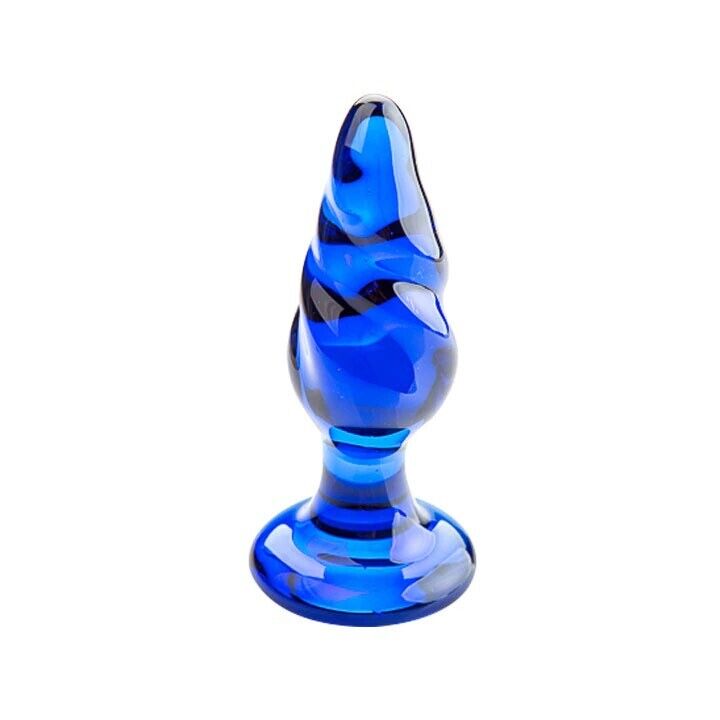 Blue Glass Spiral Anal Butt Plug Beginner Anal Sex Toys for Women Men Couples