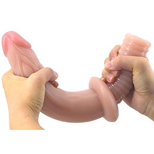 12" Extra Long Realistic G-spot Anal Thrusting Dildo Dong with Handle