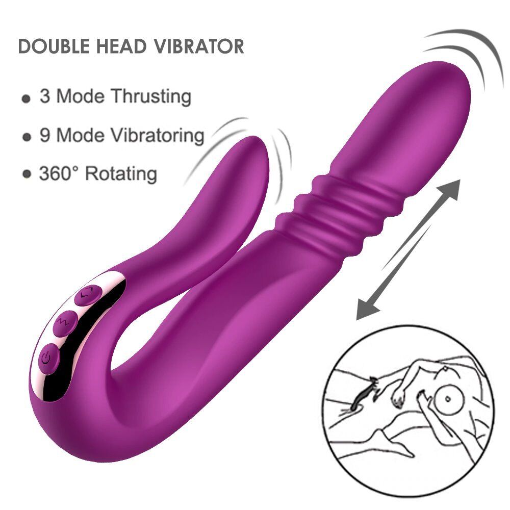 Double Ended Thrusting G-spot Anal Dildo Vibrator Sex-toys for Women Couples