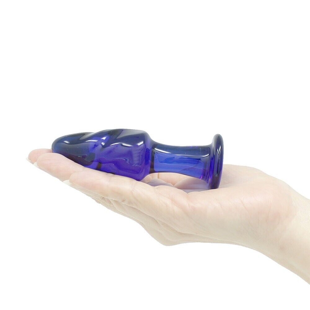 Blue Glass Spiral Anal Butt Plug Beginner Anal Sex Toys for Women Men Couples