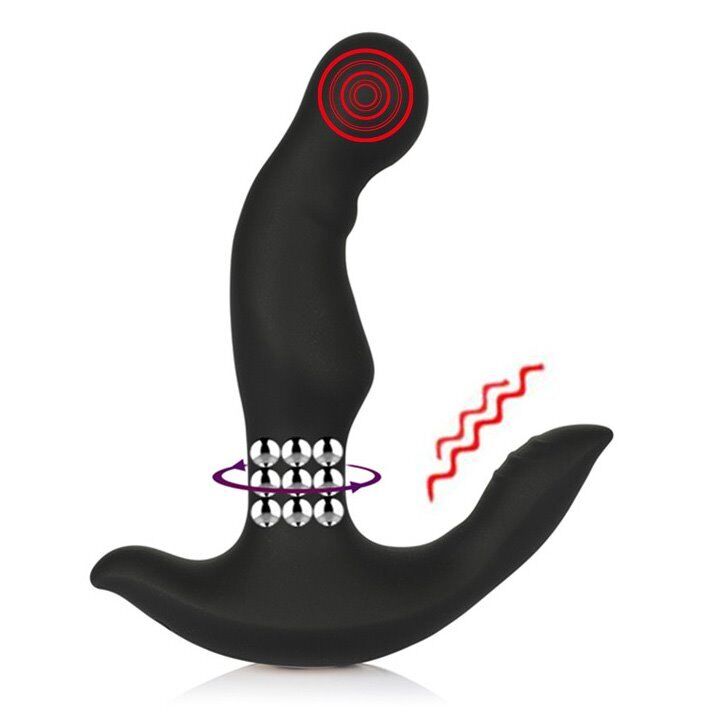 Rechargeable Vibrating Silicone Prostate Massager Stimulator Anal Vibe Spin Bead