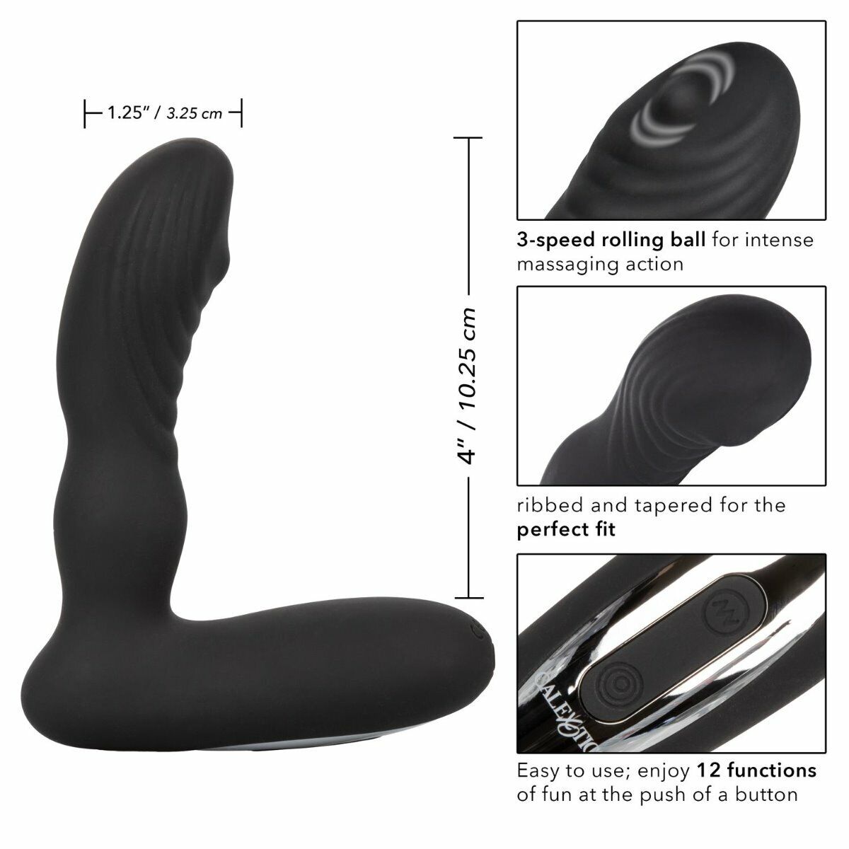 Rechargeable Silicone Anal Prostate Perineum Stimulator Massager Probe Vibrator