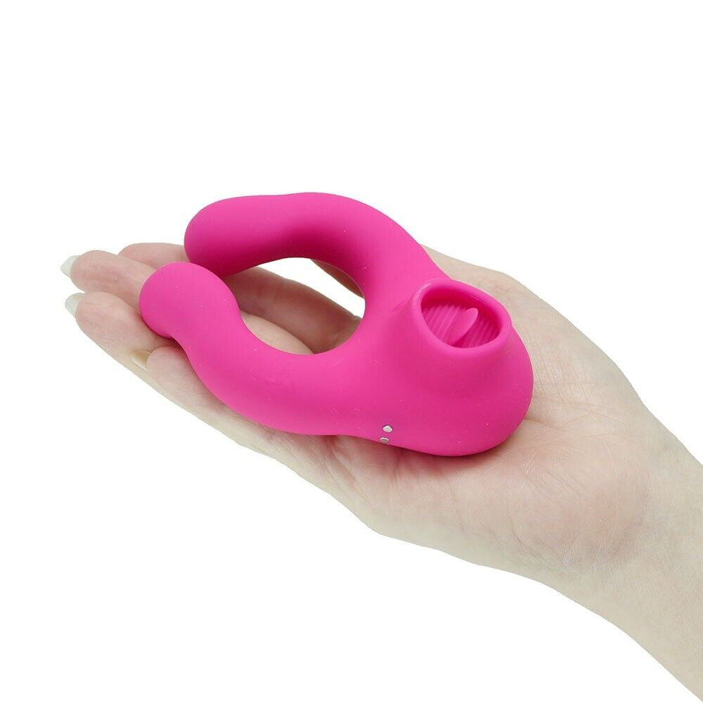 Wireless Remote Control Clit Licking Vibator Penis Cock Ring Couple Sex Toys