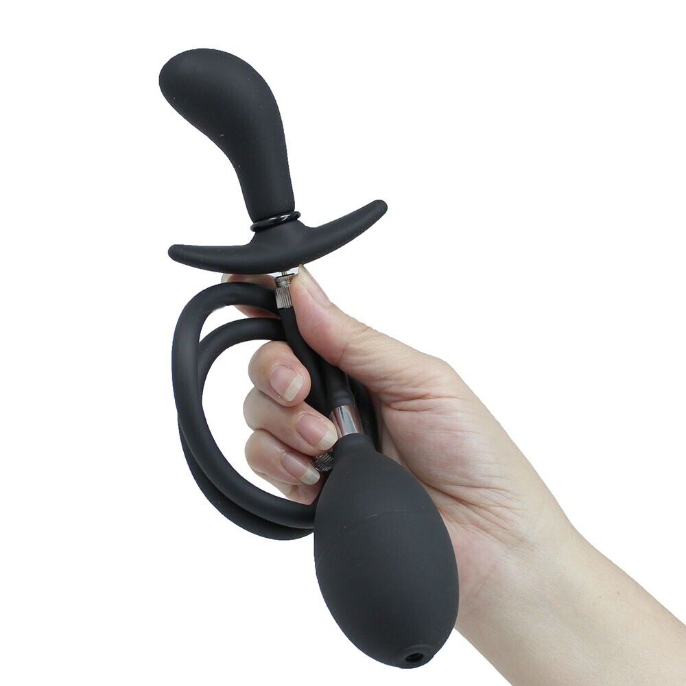 Wearable Inflatable Silicone Anal Dildo Butt Plug Balloon Pump Sex Toys