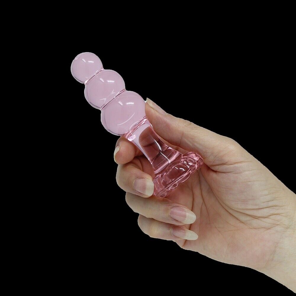 Beaded Pink Glass Anal Butt Plug Dildo Beads Anal Sex Toys for Men Women Couples