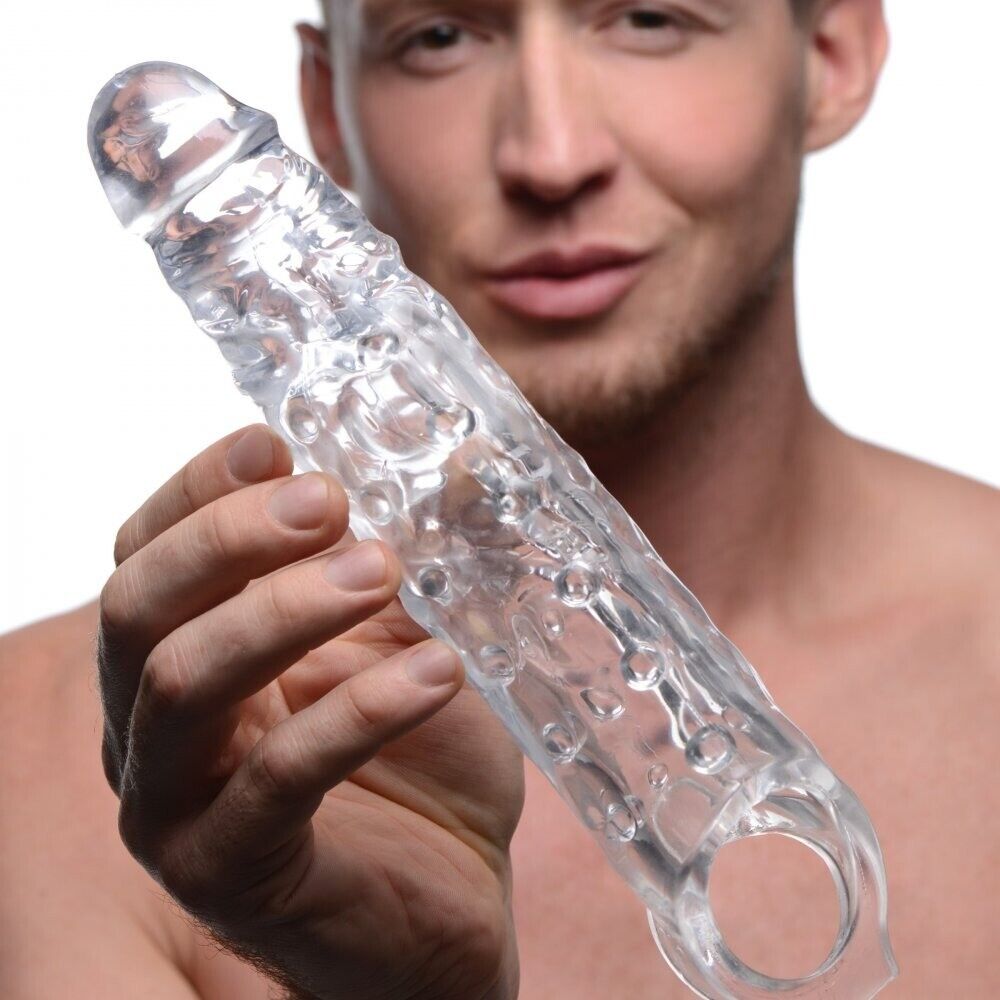 Clear 3" Cock Sheath Male Penis Extension Extender Girth Enhancer Enlarger