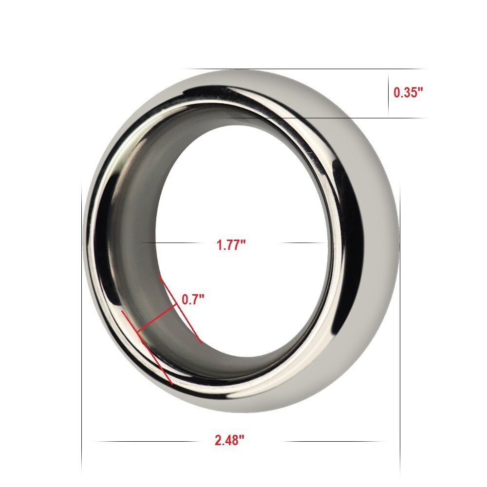 1.75" Heavy Duty Stainless Steel Metal Silver Cock Ring Penis Enhancer Band