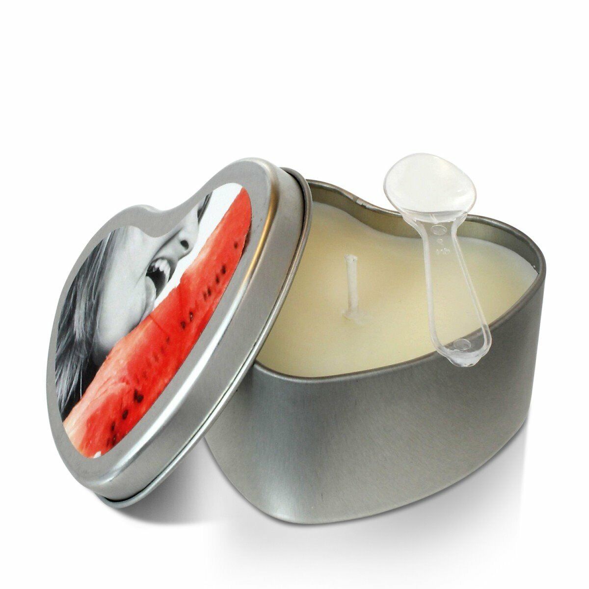 Earthly Body Edible Heart Massage Oil Candle Watermelon Flavored Scented 4.7oz