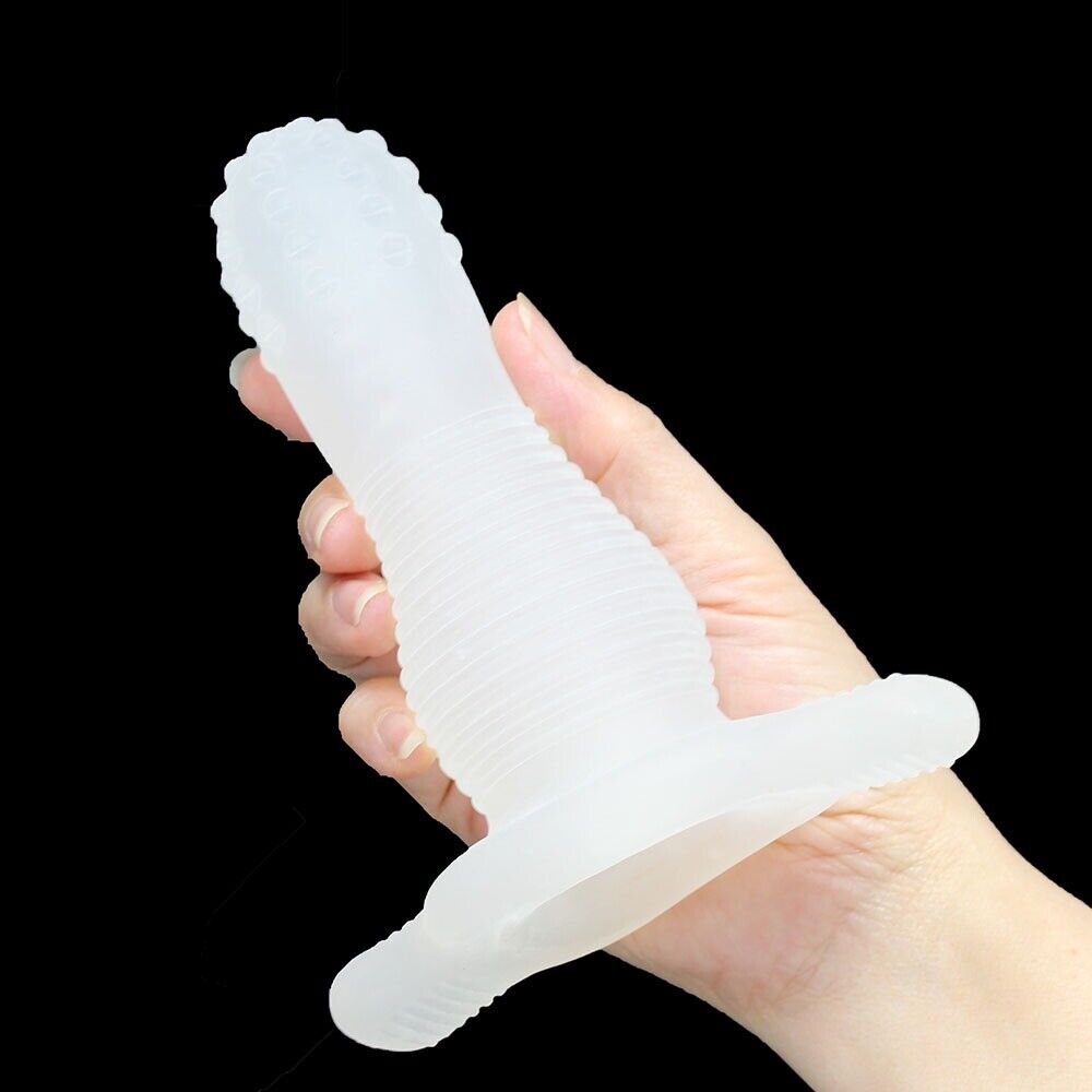 Stretchy Girth Enhancing Anal Penetration Penis Stroker Sleeve Hollow Butt Plug