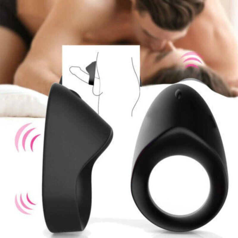 Rechargeable Silicone Vibrating Penis Enhancer Cock Ring Sling Taint Stimulator