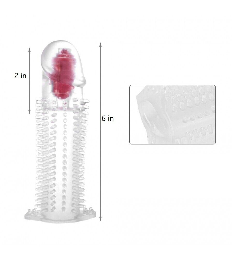 Add 2" Vibrating Penis Extension Extender Cock Sleeve Girth Enhancer Enlarger