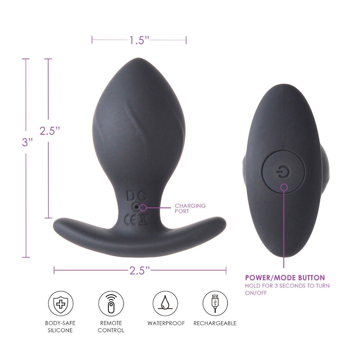 Wireless Remote Control Wearable Vibrating Anal Butt Plug Vibrator Sex Toy