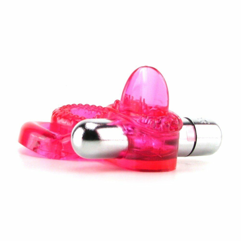 Dual Clit Flicker Tongue Vibrating Penis Erection Enhancer Cock Ring Sex Toy