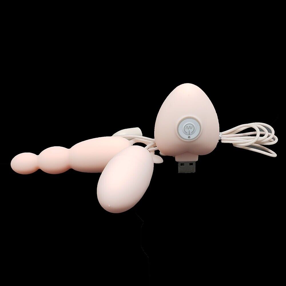 Rechargeable Clitoral Anal Double Play Vibrator Bullet Anal Beads Sex Toys