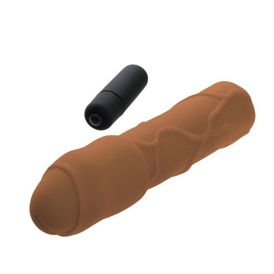 Vibrating Uncircumcised Add 3" Black Cock Penis Extender Extension Xtender