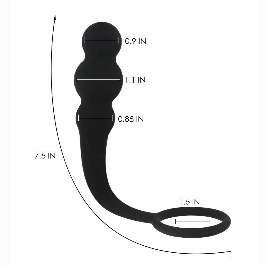 Wearable Silicone Beaded Penis Cock Ring Anal Beads Butt Plug Prostate Massager