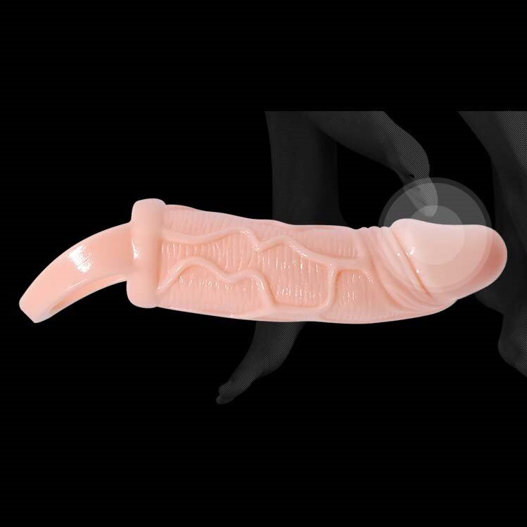 Vibrating Realistic Veined Penis Extension Extender Cock Sleeve Sheath Enhancer