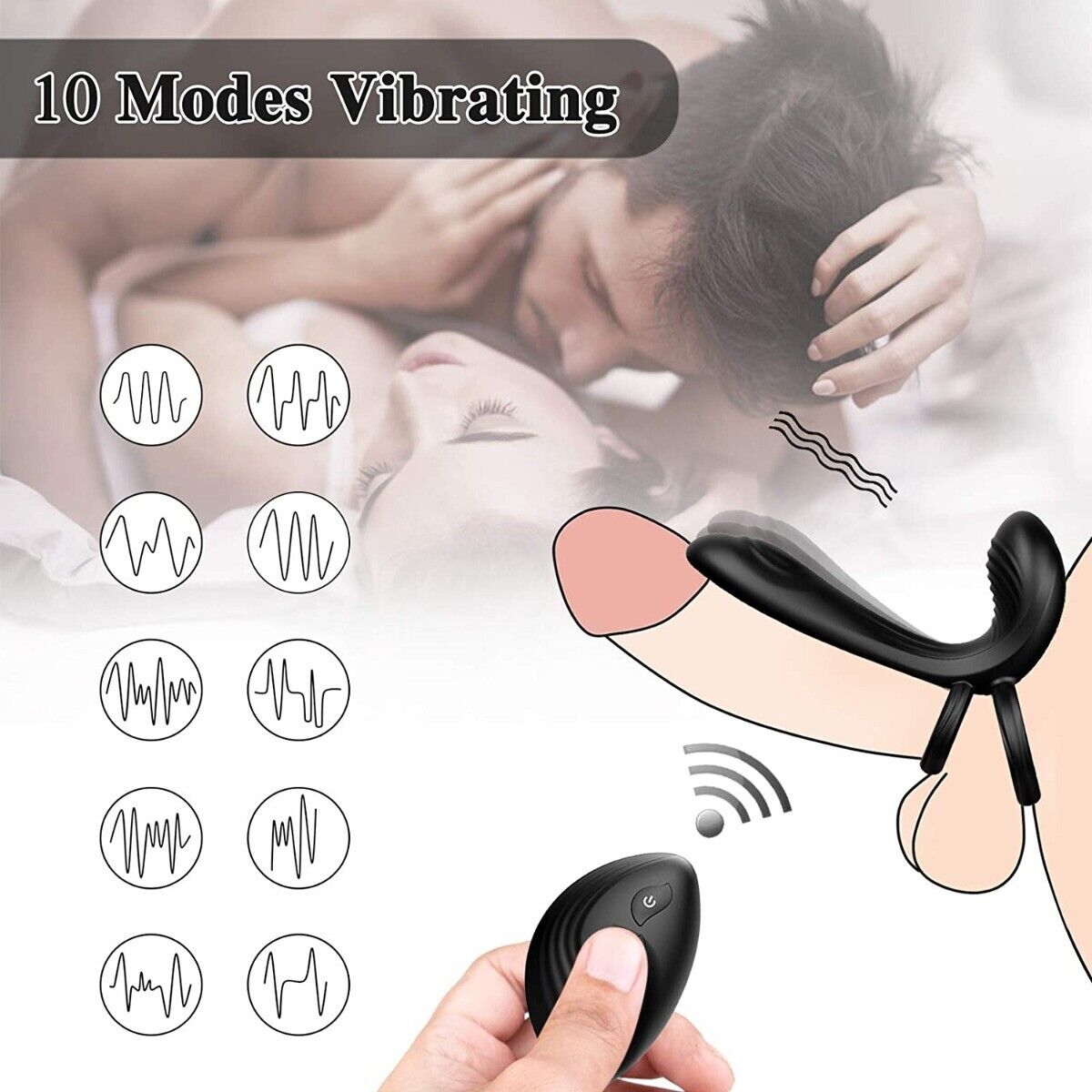 Wireless Vibrating Cock Armor Male Penis Extension Sleeve Ring Girth Enlarger