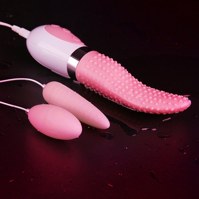 Licking Tongue Clit Nipple Vibrator Dual Bullet Vibe Sex-toys for Women Couples