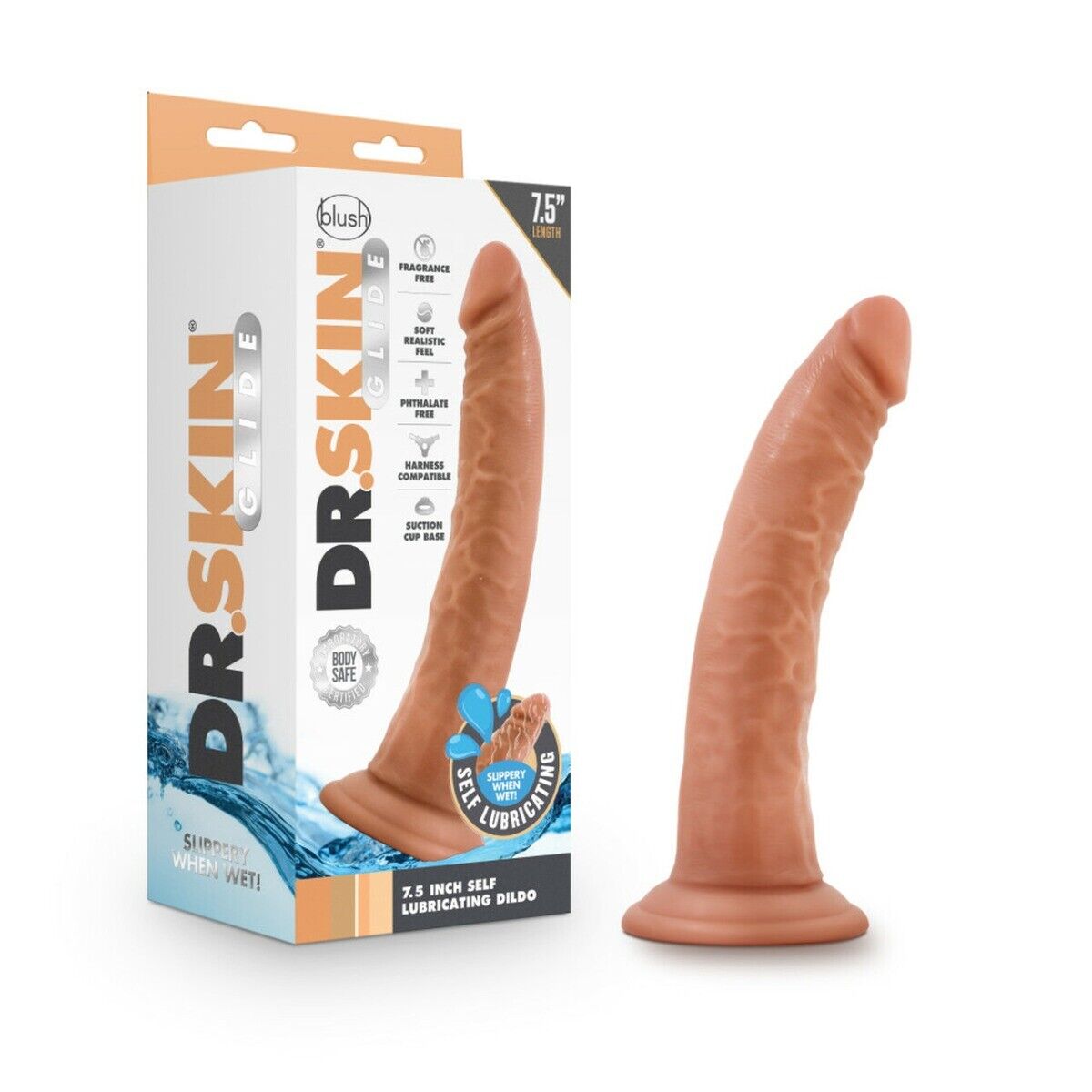 7.5" Bendable Self Lubricating Mocha Realistic G-spot Anal Cock Dildo Dong