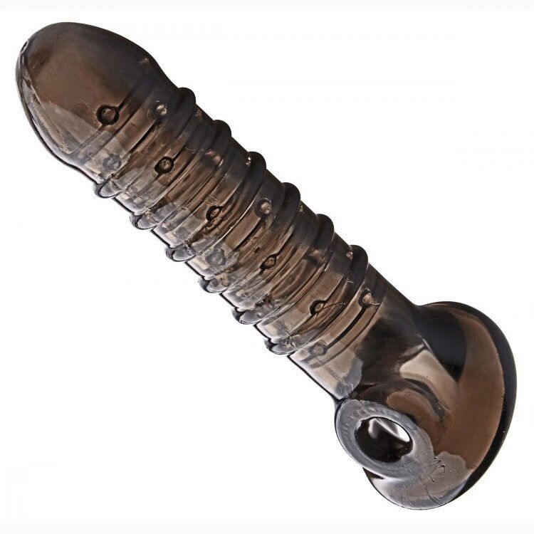 Ribbed Thick Cock Penis Erection Girth Enhancer Extension Sleeve Extender Sheath