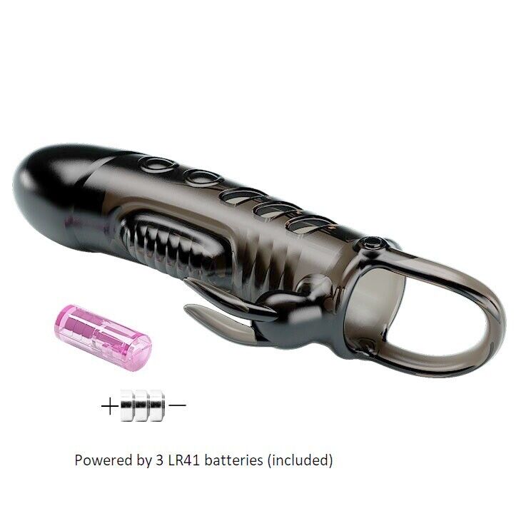 Vibrating Rabbit Male Penis Extension Extender Sleeve Enlarger Cock Cage Sex Toy