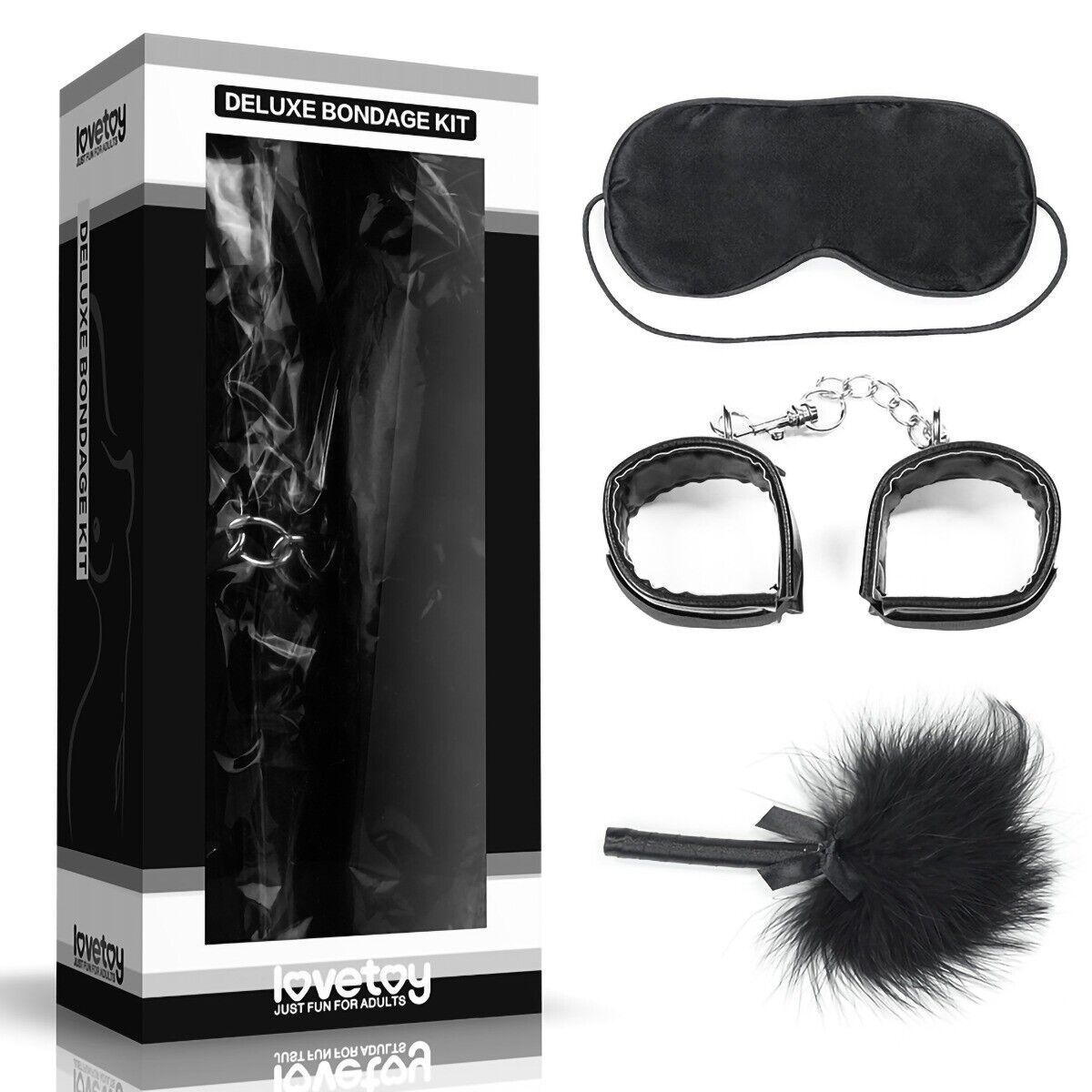 Beginner's Deluxe SM Fetish Bondage Kit Blindfold Mask Tickler Handcuffs Sex Toy