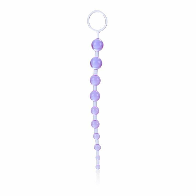 Graduated Bendable Flexible Jelly X-10 Anal Beads Butt Plug w/ Retrieval Ring