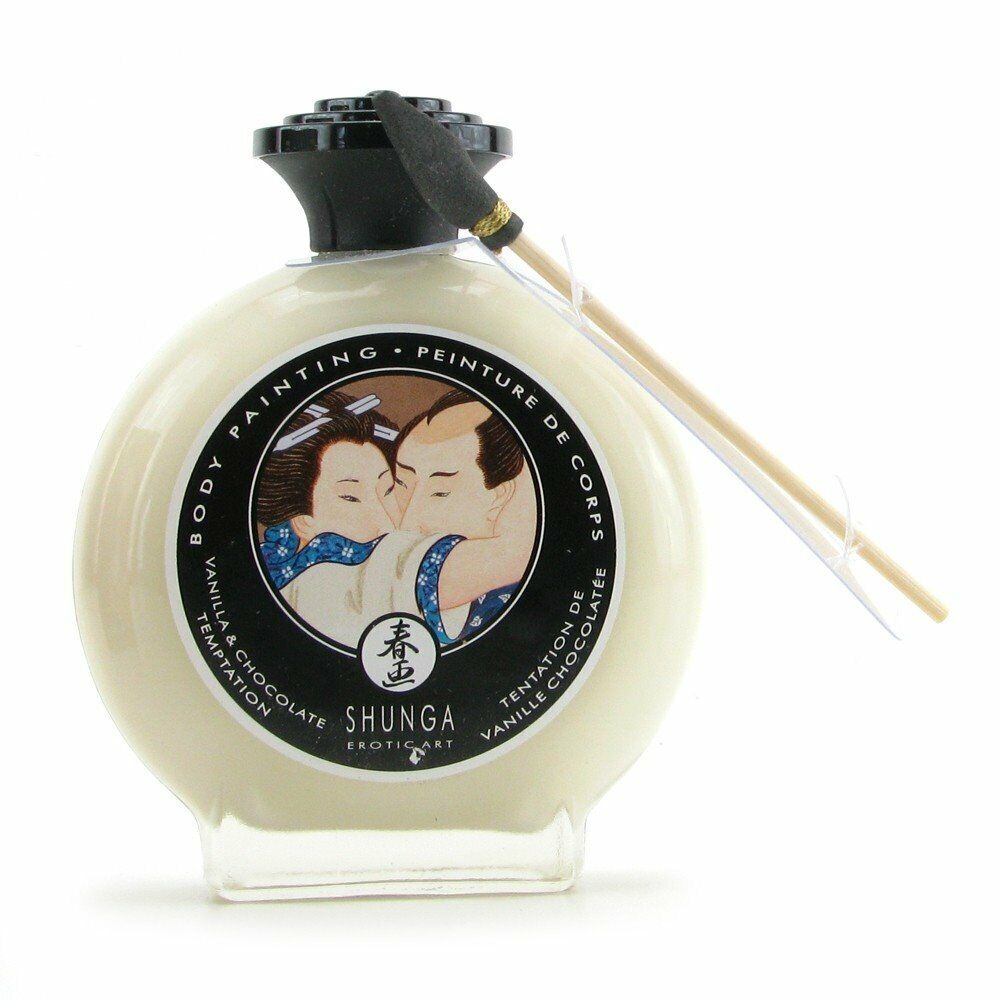 Shunga Edible Body Paint Painting with Brush Vanilla & Chocolate Flavored