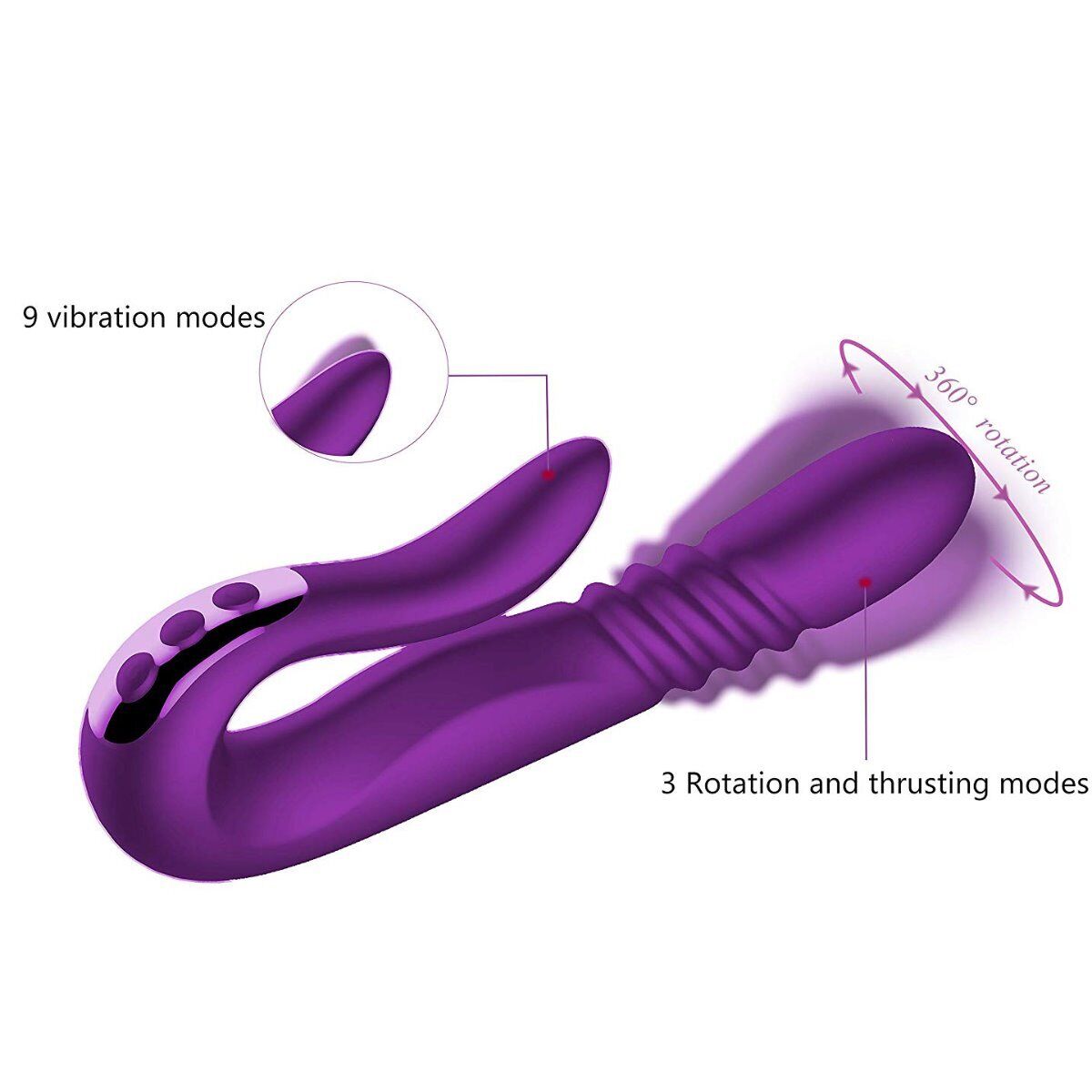 Double Ended Thrusting G-spot Anal Dildo Vibrator Sex-toys for Women Couples