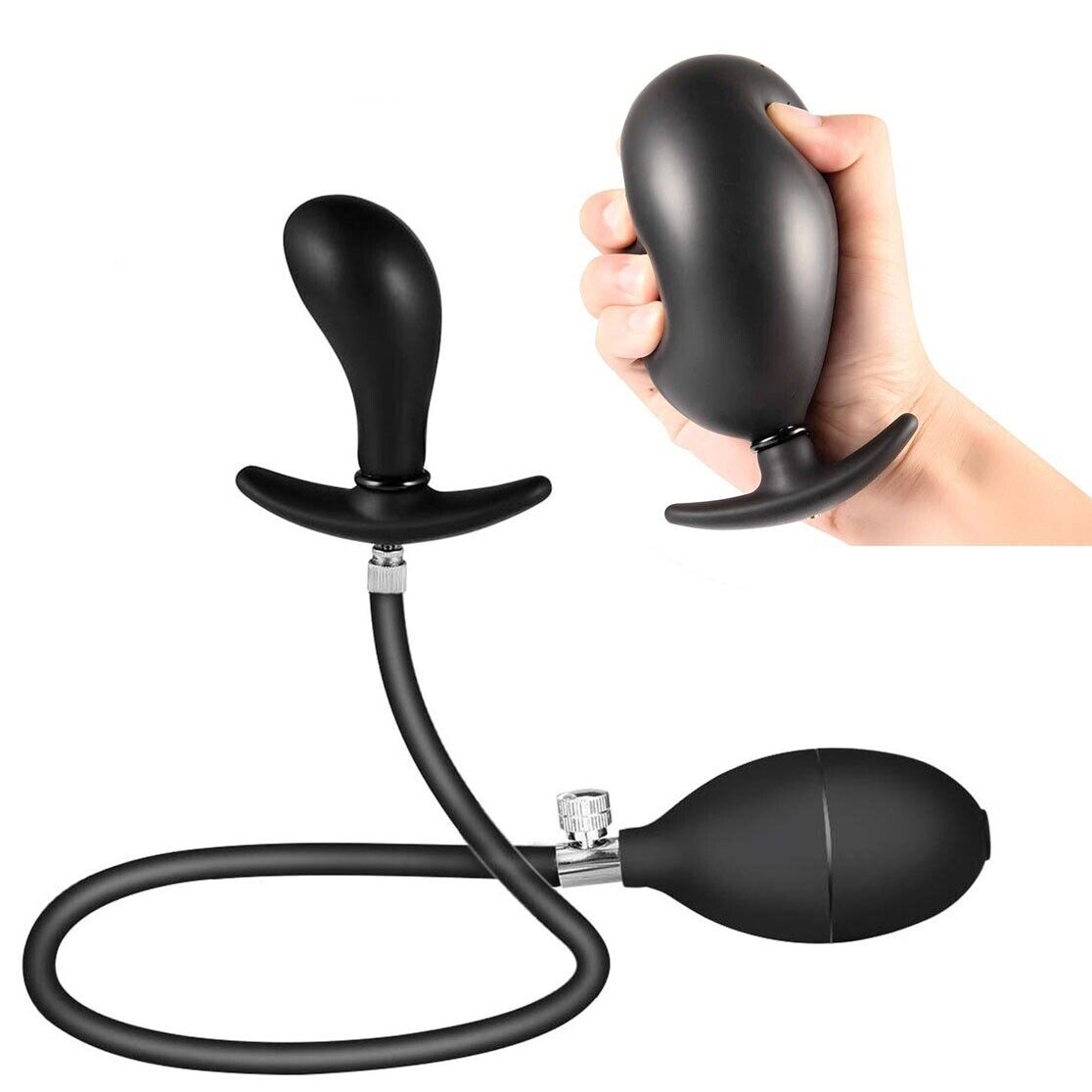 Wearable Inflatable Silicone Anal Dildo Butt Plug Balloon Pump Sex Toys