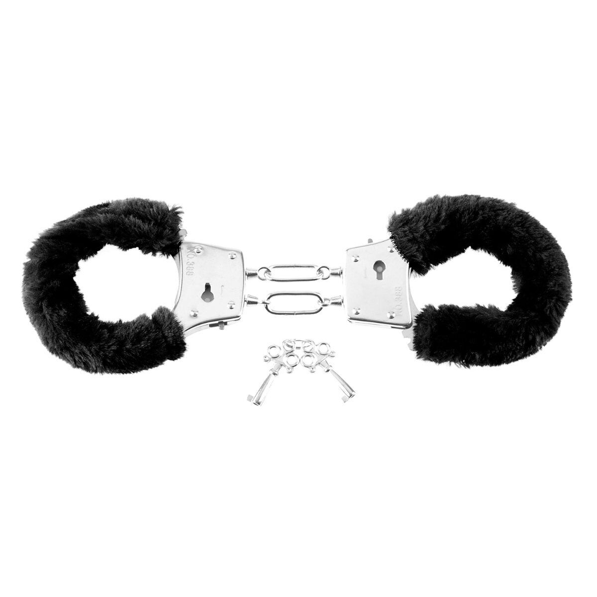 Black Soft Furry Fur Fuzzy Cuffs Metal Steel Wrist Hand cuffs