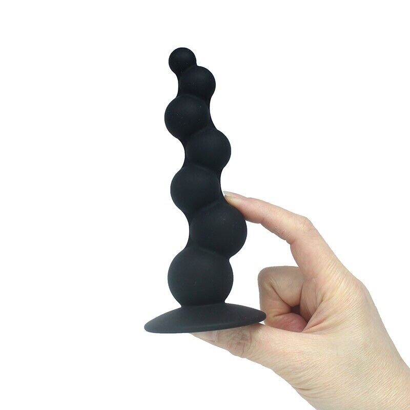 Bendable Flexible Silicone Beaded Anal Plug Beads with Handsfree Suction Cup