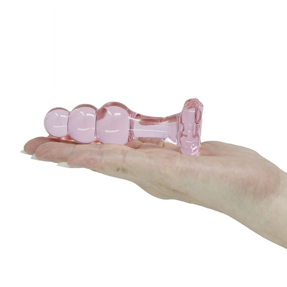 Beaded Pink Glass Anal Butt Plug Dildo Beads Anal Sex Toys for Men Women Couples