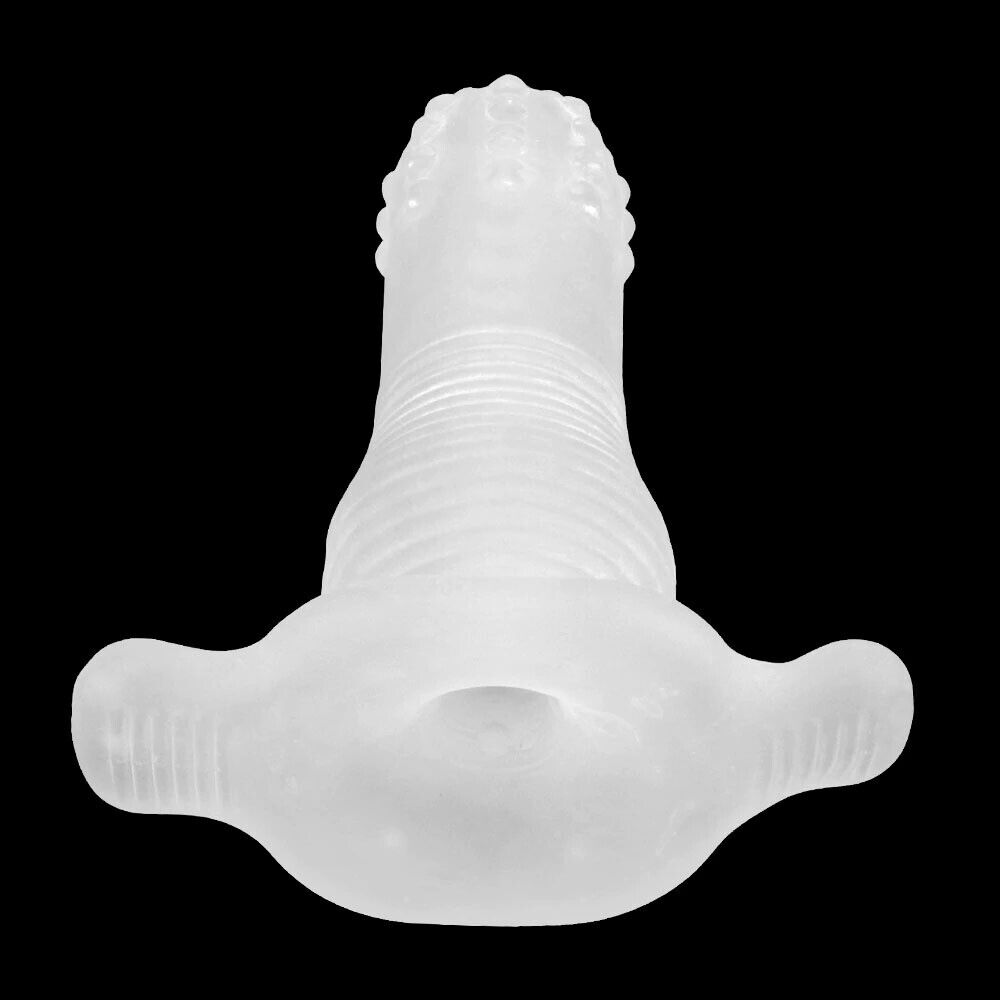 Stretchy Girth Enhancing Anal Penetration Penis Stroker Sleeve Hollow Butt Plug