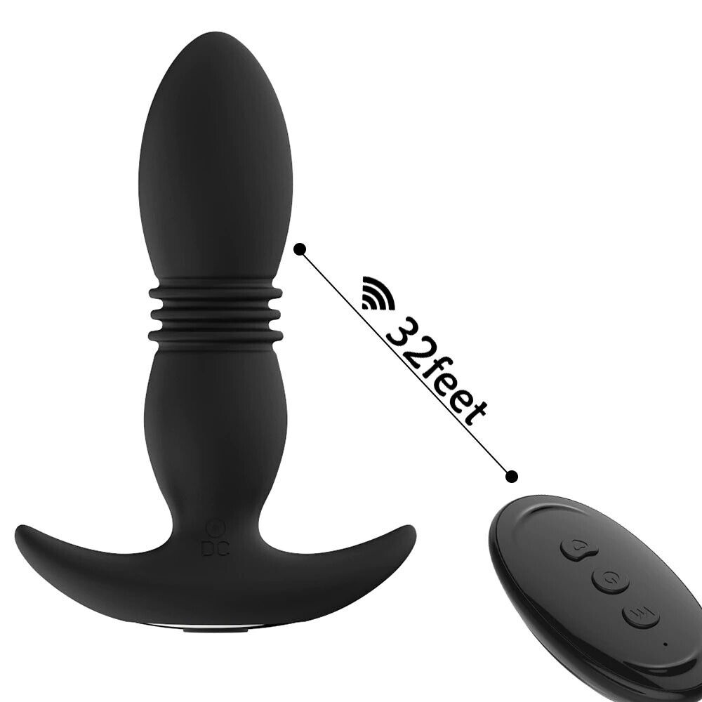 Rechargeable Wireless Remote Control Anal Vibe Butt Plug UP & DOWN Movement