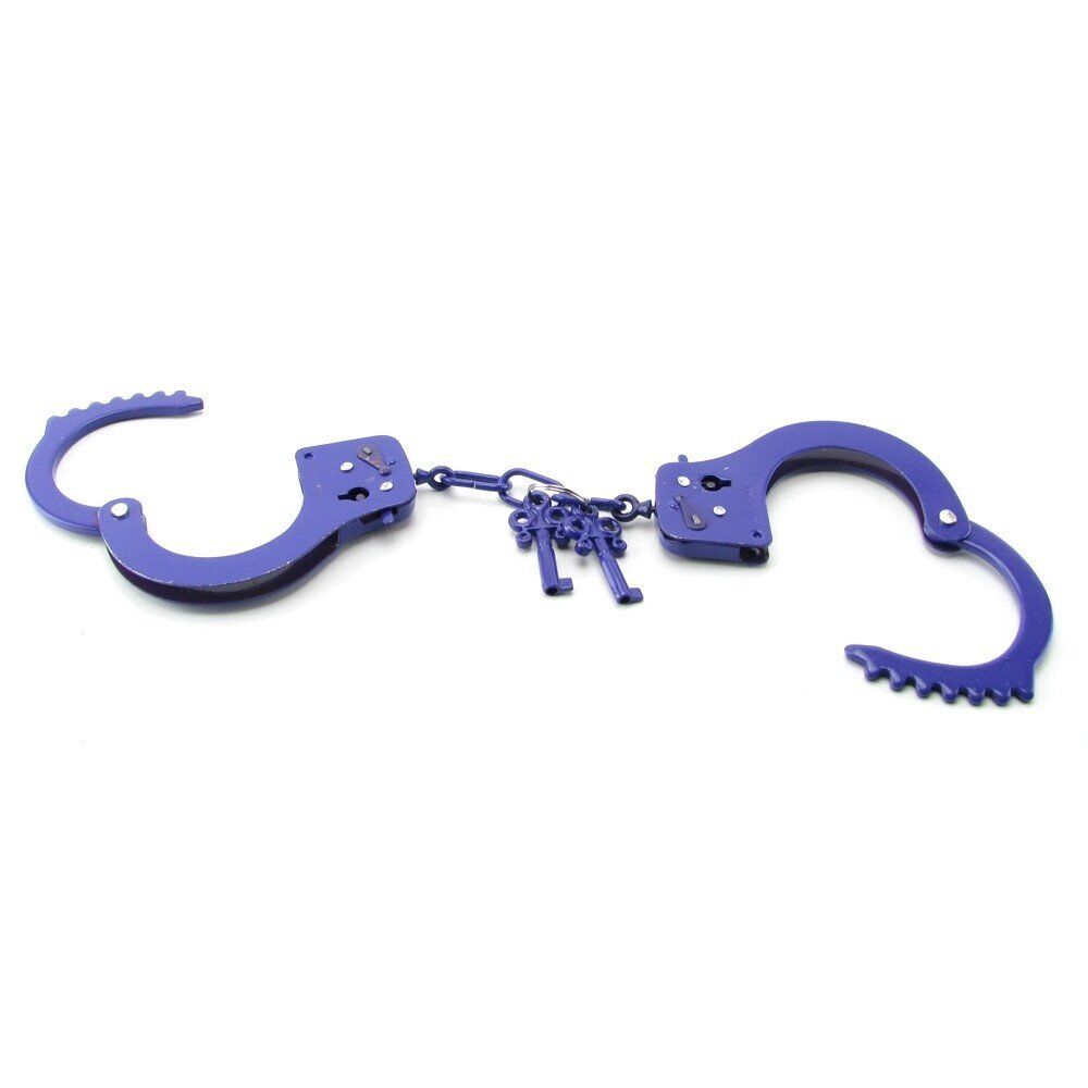 Purple Steel Metal Handcuffs Restraints Wrist Cuffs Not for Professional Use