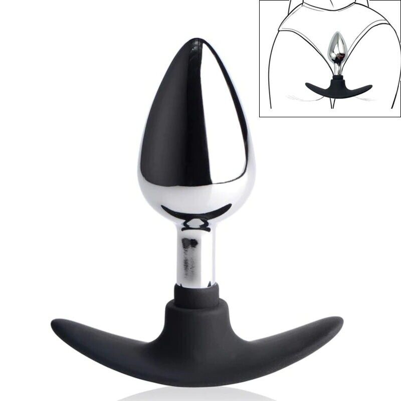 Wearable Metal Silicone Butt Plug Anal Plug Ass Stretcher Dildo Sex Toys