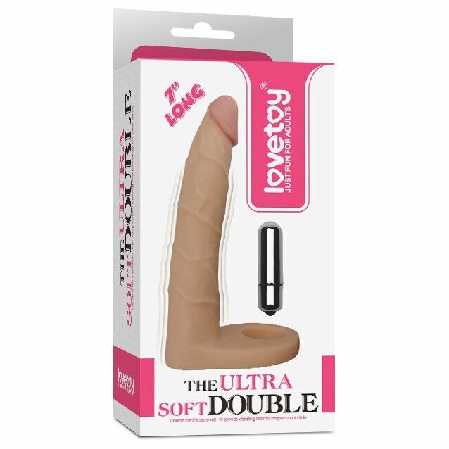 Vibrating Double Penetration DP Cock Ring with Anal Sex Slim Dildo Dong Butt Plu