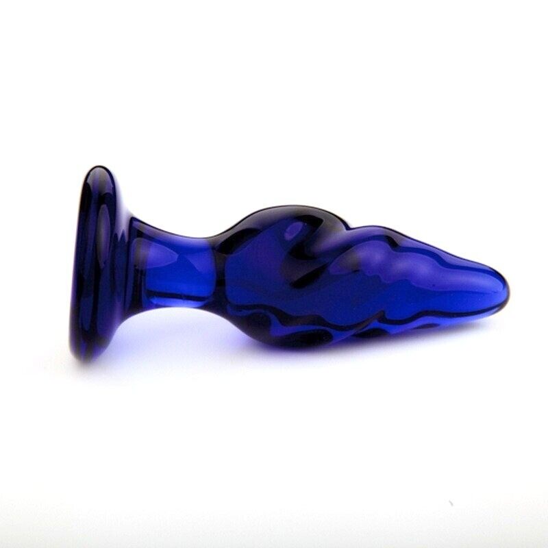 Blue Glass Spiral Anal Butt Plug Beginner Anal Sex Toys for Women Men Couples