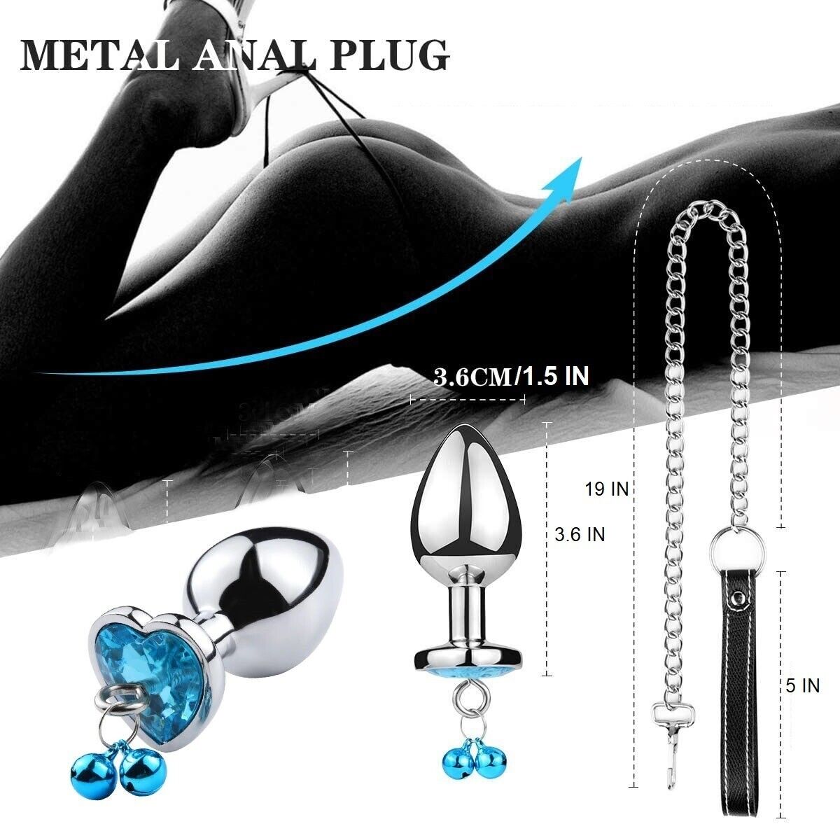 Metal Jewel Butt Plug Bells Chain Anal Trainer Sex Toys for Men Women Couples