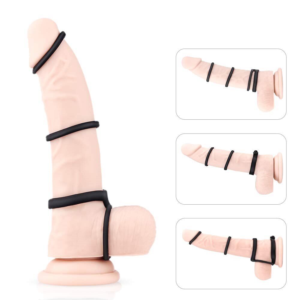 Silicone Male Penis Cock Balls Ring Set Prolong Delay Sex Toys for Men Couples